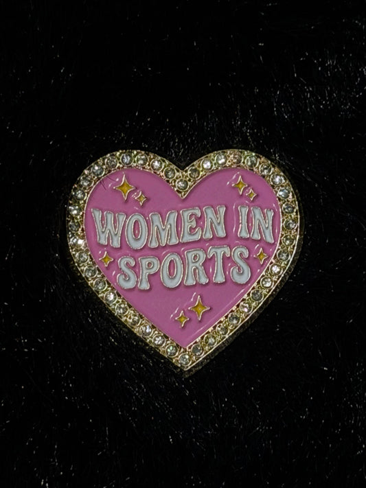 Women in Sports Pink and Gold Heart Enamel Pin